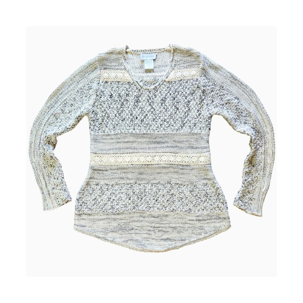 Soft Surroundings sweater marled ivory knit lace size M